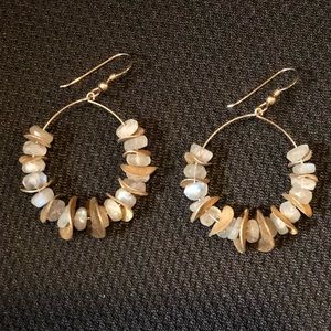 14kt gf Authentic Moonstone hoop earrings